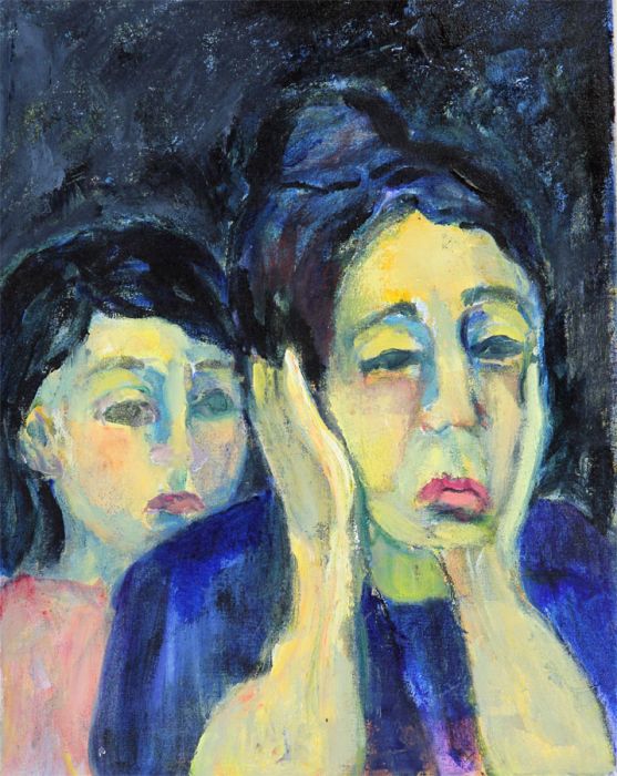 Joan Lewis - Contemporary Oil, Two Women