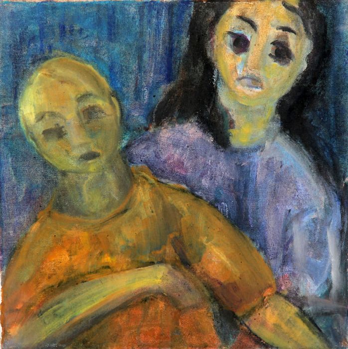 Joan Lewis - Contemporary Oil, Two Figures
