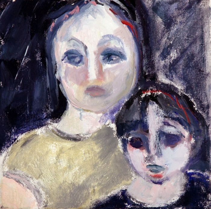 Joan Lewis - Contemporary Oil, Mother and Child