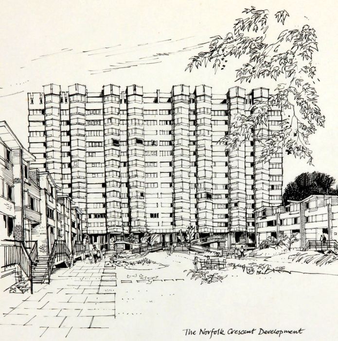 Paul Sharp - Mid 20th Century Pen and Ink Drawing, Norfolk Crescent Development