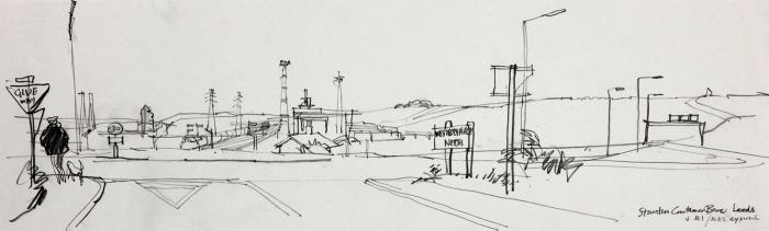 Paul Sharp - Mid 20th Century Graphite Drawing, Leeds, M1/M62 Approach