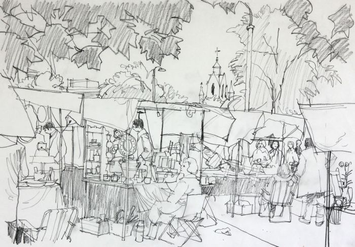 Paul Sharp - Mid 20th Century Graphite Drawing, Flea Market