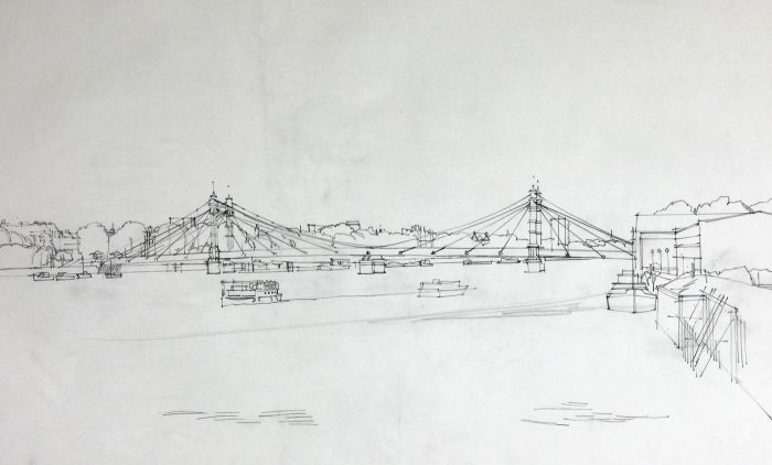 Paul Sharp - Mid 20th Century Graphite Drawing, Bridge