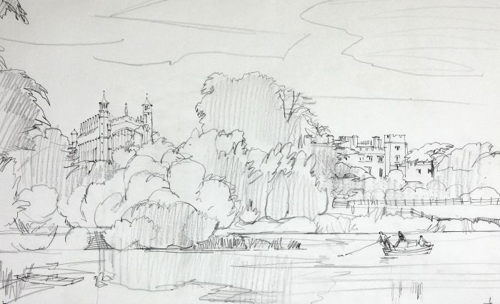 Paul Sharp - Mid 20th Century Graphite Drawing, River View