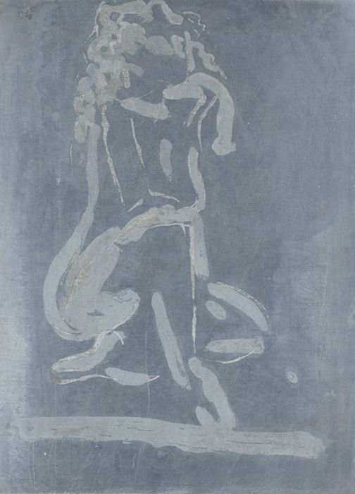 Joan Lewis - Original Etched Metal Plate Used for Etching 'Seated Woman'