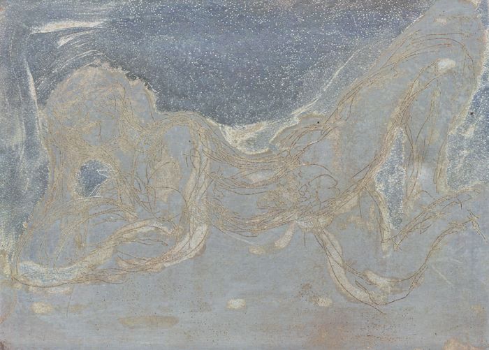 Joan Lewis - Original Etched Metal Plate Used for Etching 'Reclining Nude'