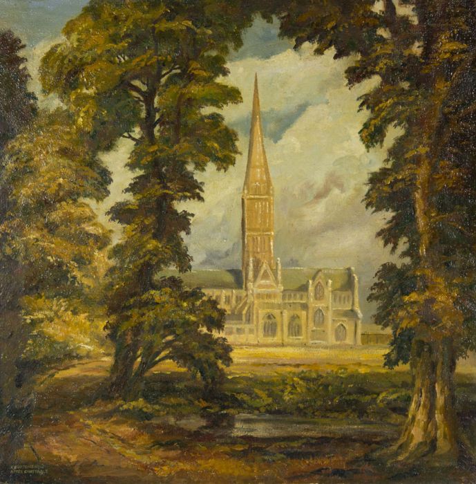 Keith Burtonshaw - Contemporary Oil, Salisbury Cathedral after Constable