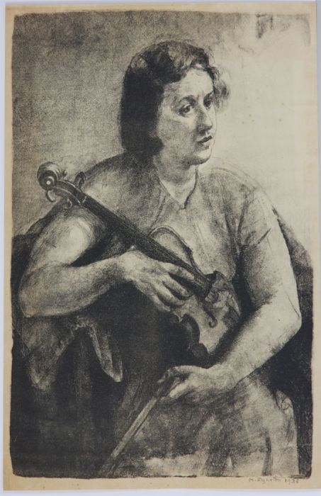 M. Egerton - 1933 Monotype, Violinist