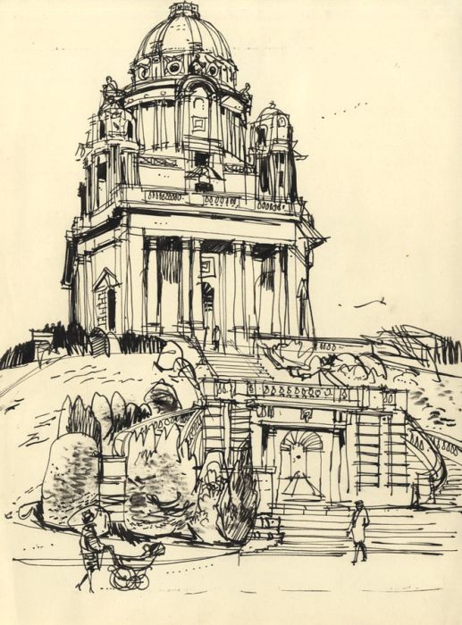 Paul Sharp - Mid 20th Century Pen and Ink Drawing, Domed Cathedral