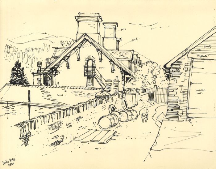 Paul Sharp - Mid 20th Century Pen and Ink Drawing, Devil's Bridge Hotel