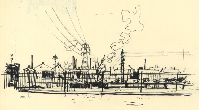 Paul Sharp - Mid 20th Century Pen and Ink Drawing, Llanelli, Wales