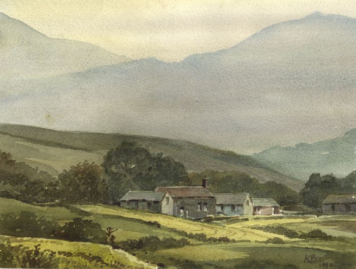 Keith Burtonshaw - 1990 Watercolour, Farm in Highlands