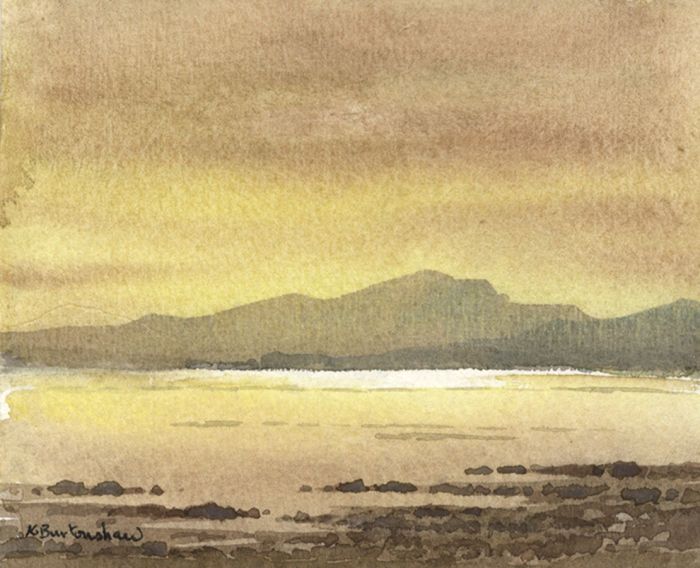 Keith Burtonshaw - Contemporary Watercolour, Lake in Highlands