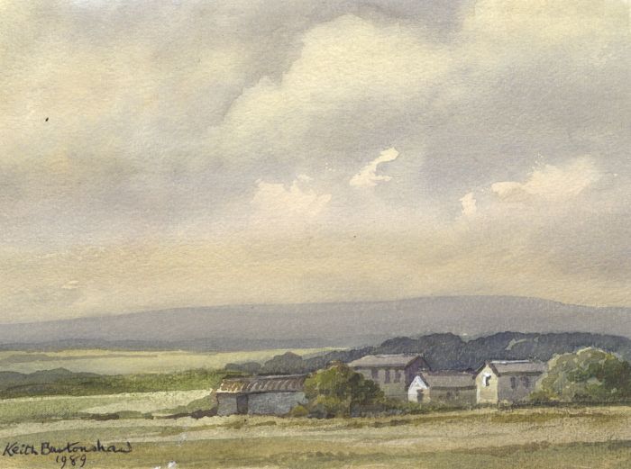 Keith Burtonshaw - 1989 Watercolour, Farm in Landscape