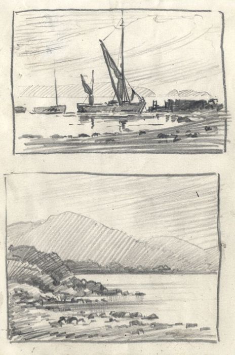 Keith Burtonshaw - Contemporary Graphite Drawing, Two Lake Views