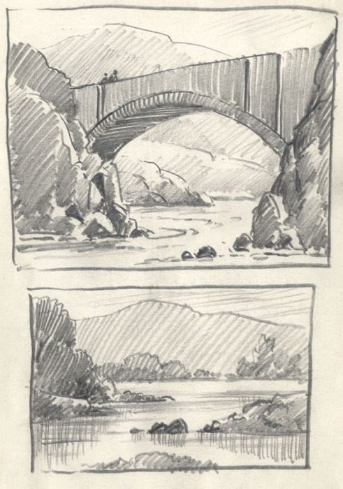 Keith Burtonshaw - Contemporary Graphite Drawing, Bridge and Landscape