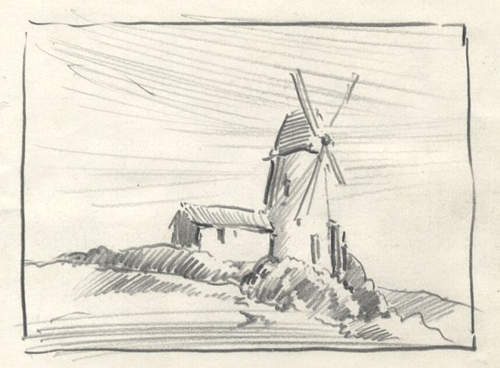 Keith Burtonshaw - Contemporary Graphite Drawing, Windmill