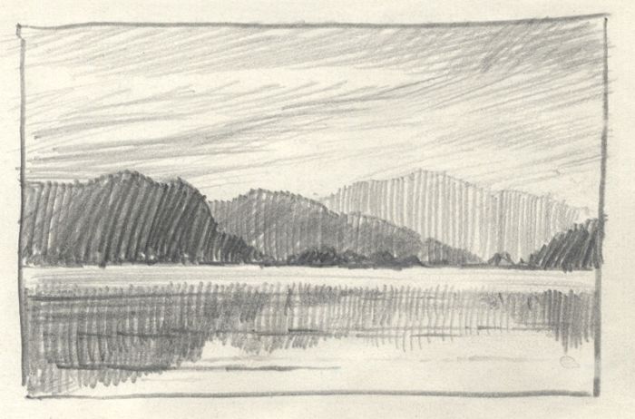 Keith Burtonshaw - Contemporary Graphite Drawing, Lake View
