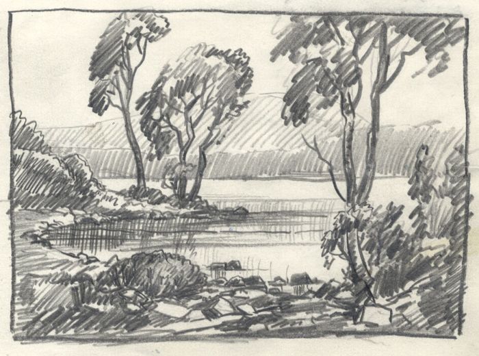 Keith Burtonshaw - Contemporary Graphite Drawing, Lake View