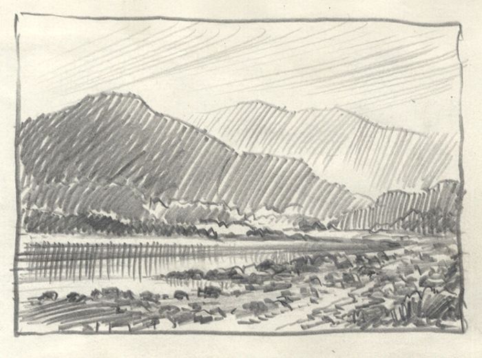 Keith Burtonshaw - Contemporary Graphite Drawing, Lake View