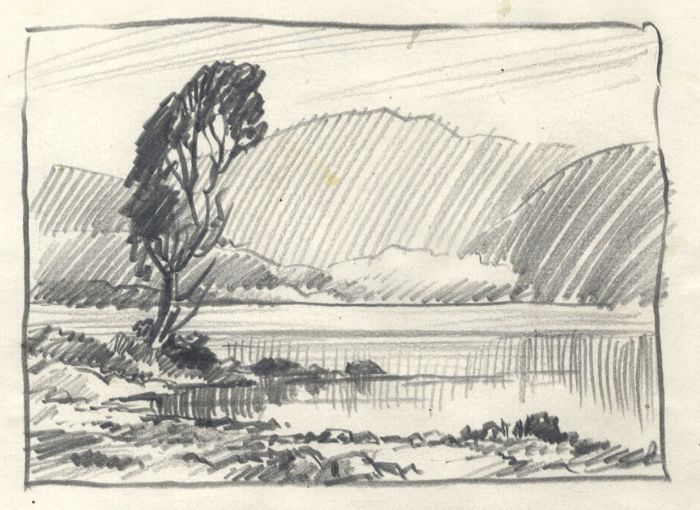 Keith Burtonshaw - Contemporary Graphite Drawing, Lake View