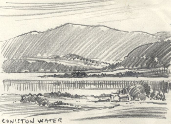 Keith Burtonshaw - Contemporary Graphite Drawing, Coniston Water, Lake District