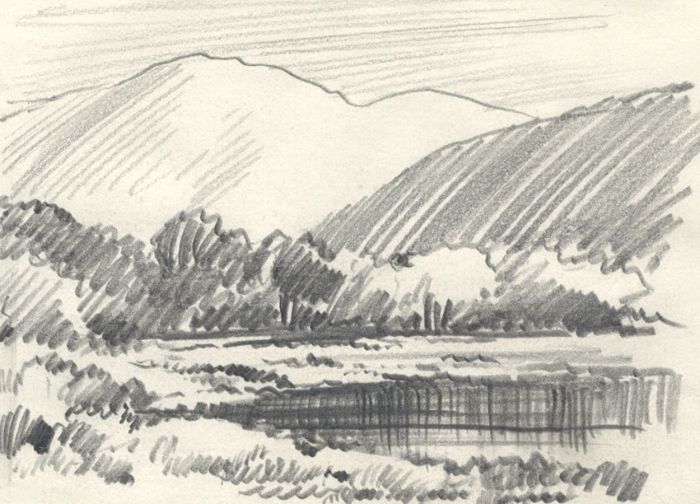 Keith Burtonshaw - Contemporary Graphite Drawing, Lake View