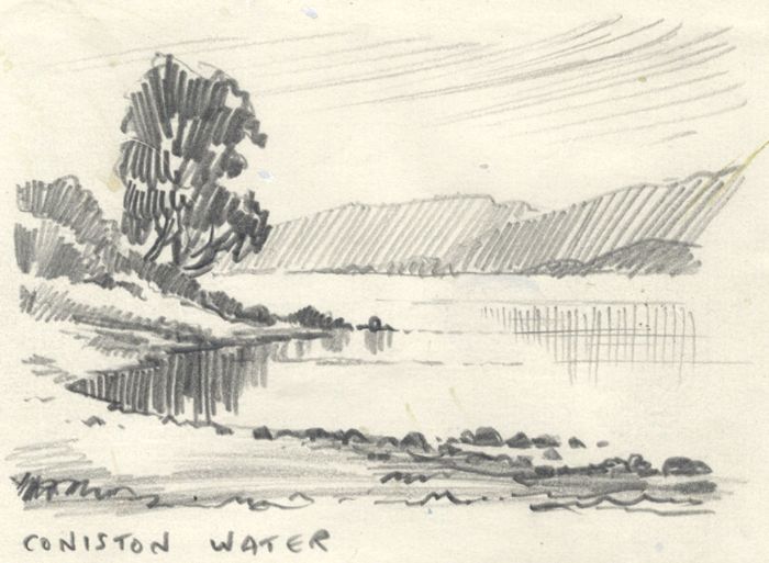 Keith Burtonshaw - Contemporary Graphite Drawing, Coniston Water, Lake District