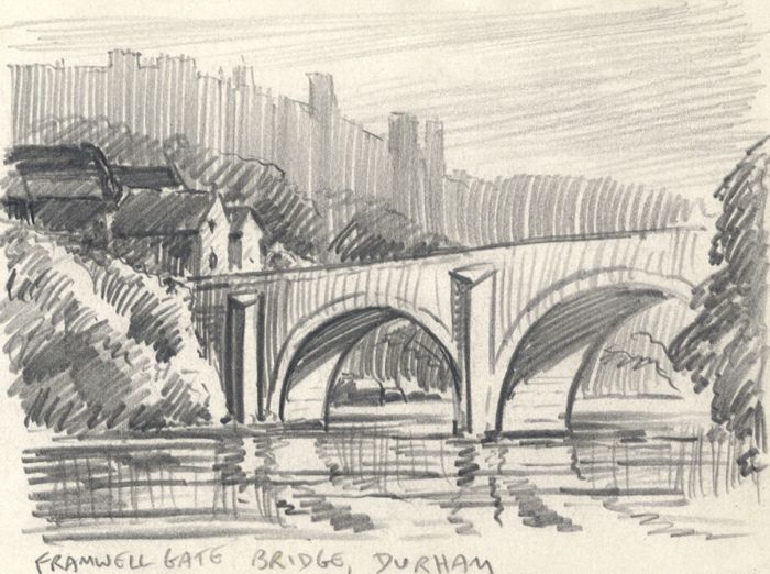 Keith Burtonshaw - Contemporary Graphite Drawing, Framwell Gate Bridge, Durham