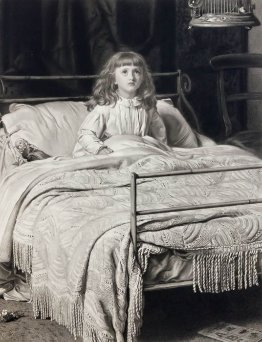 Thomas Oldham Barlow - 1868 Mezzotint, After John Everett Millais, Awake
