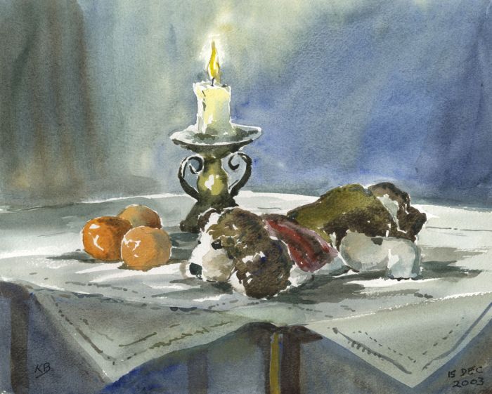 Keith Burtonshaw - 2003 Watercolour, Still Life with Candle
