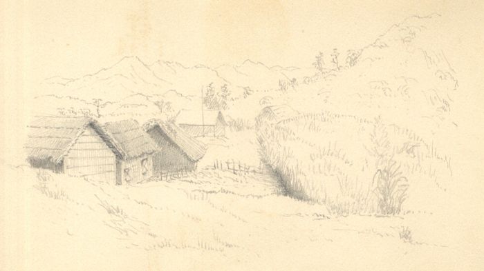 C.L. Robertson - 1900 Graphite Drawing, Settlement
