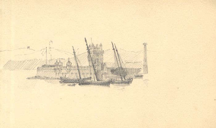 C.L. Robertson - 19th Century Graphite Drawing, Boats at Harbour