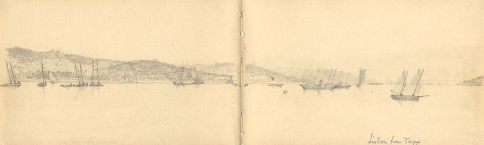 C.L. Robertson - 19th Century Graphite Drawing, Lisbon from Tagus, Portugal