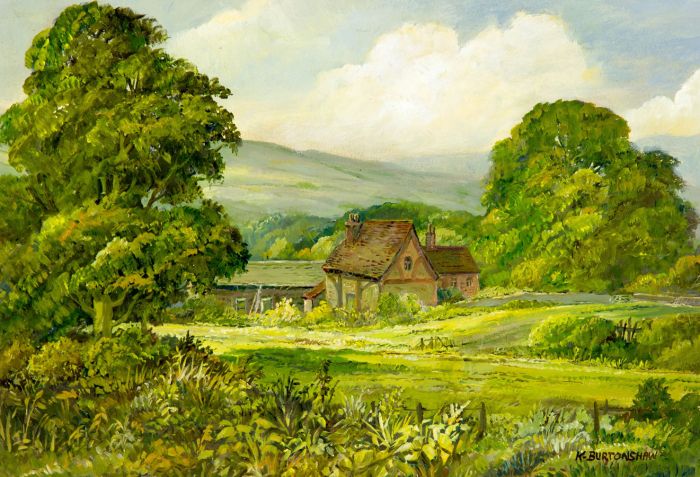 Keith Burtonshaw - Contemporary Oil, Houses in a Landscape