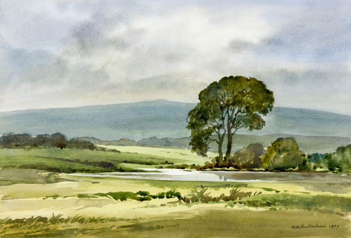 Keith Burtonshaw - 1977 Watercolour, Flooded Field, Sussex