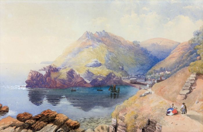 Early 20th Century Watercolour - Bay View with Harbour and Sailing Boats
