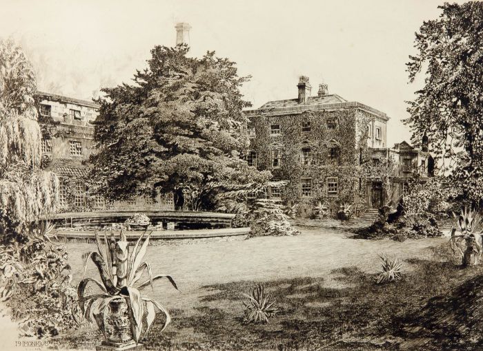 William Monk - 1903 Etching, The Quadrangle of the University Press, Oxford
