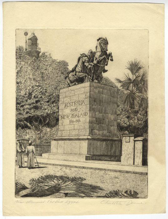 Charlotte Denne - Early 20th Century Etching, War Memorial, Port Said, Egypt