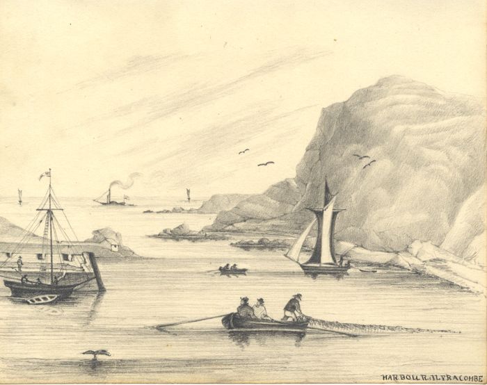 19th Century Graphite Drawing - Ilfracombe Harbour, Devon