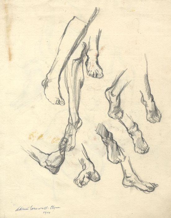 Adrian Cornwell-Clyne MBE FRPS - 1910 Graphite Drawing, Leg Studies