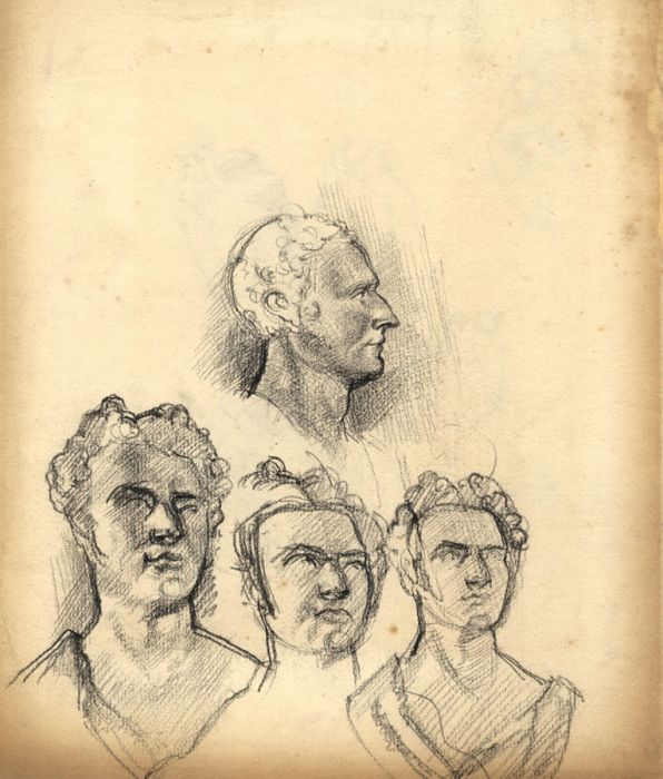 Adrian Cornwell-Clyne MBE FRPS - 1910 Charcoal Drawing, Studies
