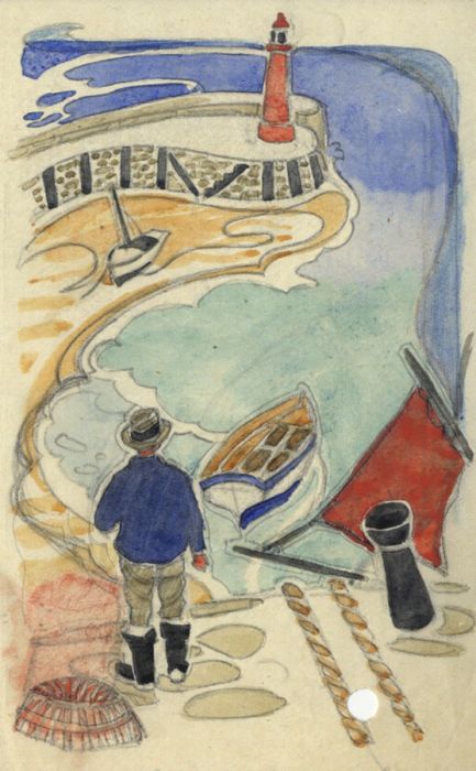 Contemporary Watercolour - Bay with Lighthouse