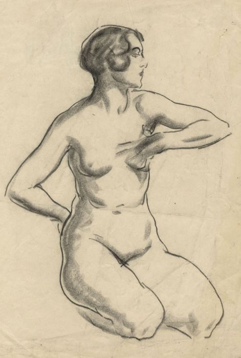 Early 20th Century Charcoal Drawing - Nude