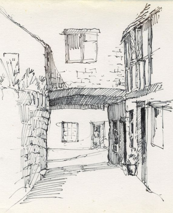 Peter H. Brown - Contemporary Pen and Ink Drawing, Back Alley