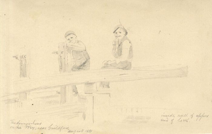 1891 Graphite Drawing - The Dinner Hour on the Way near Guildford