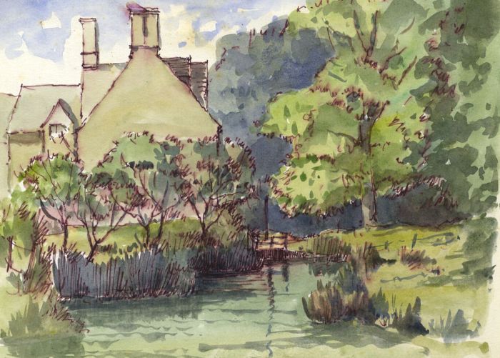Peter H. Brown - Contemporary Watercolour, House by River