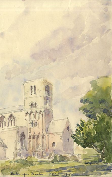 John Codrington - 1960 Watercolour, St. Peter's Church, Barton-upon-Humber