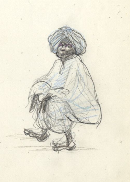 Lory Adler - 1983 Crayon, Turbaned Man