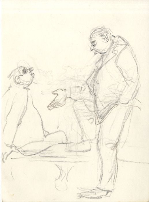 Lory Adler - 1983 Crayon, Two Men